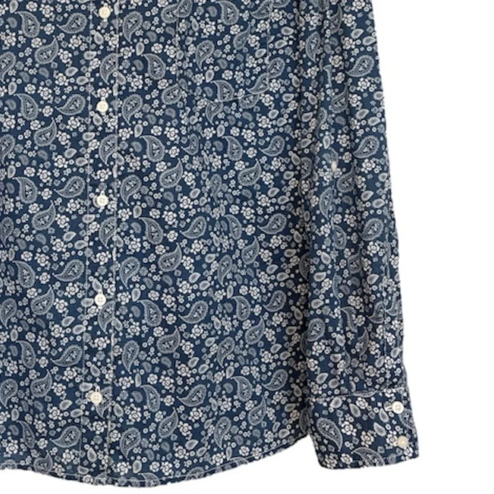 Vintage Floral Blouse Tommy Hilfiger Chambray Blue Cotton Minimalist Size XL - Picture 15 of 17